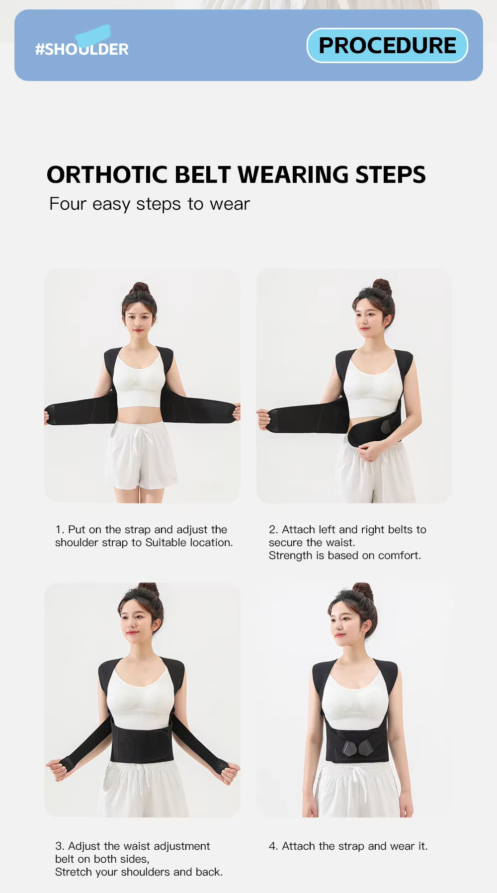 Step-by-step guide on how to wear and adjust the posture corrector